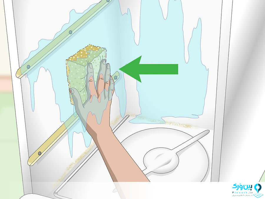 تمیز کردن دیواره های و درب داخلی ماشین ظرفشویی